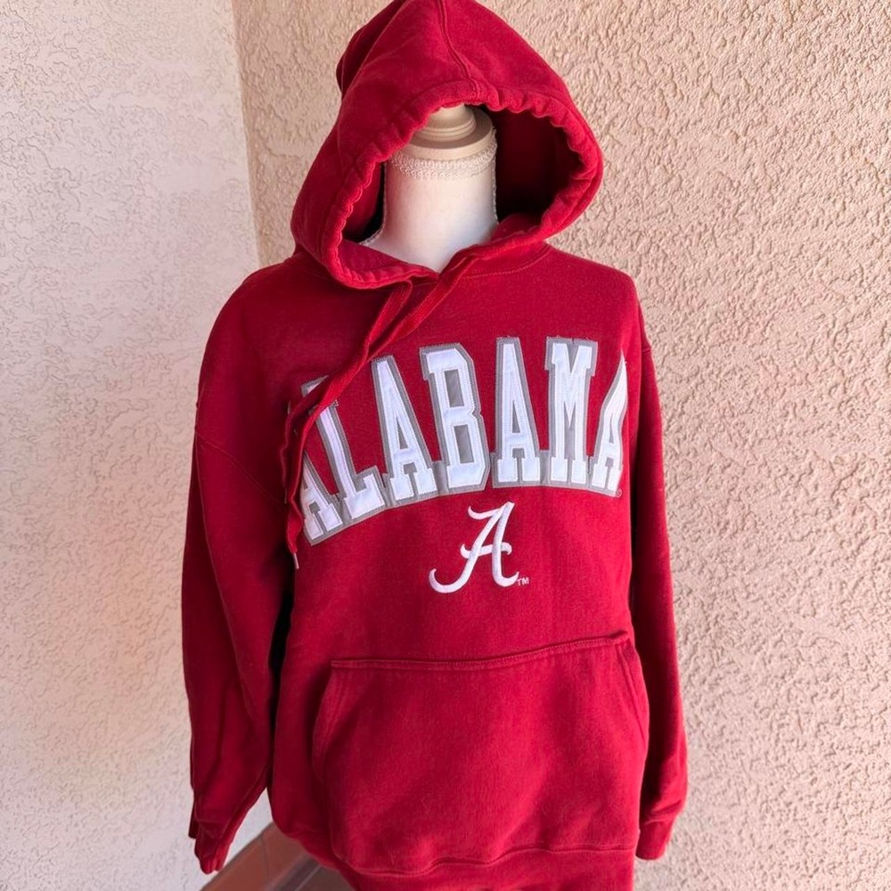 Red university of Alabama hoodie with white lettering